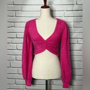 3/$20 Forever 21 Fuchsia V-Neck Crop Top